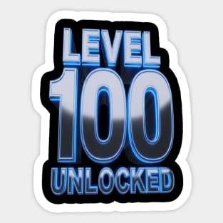 Level 100 Gamer Tee - Epic Blue Unlocked Achievement Sticker